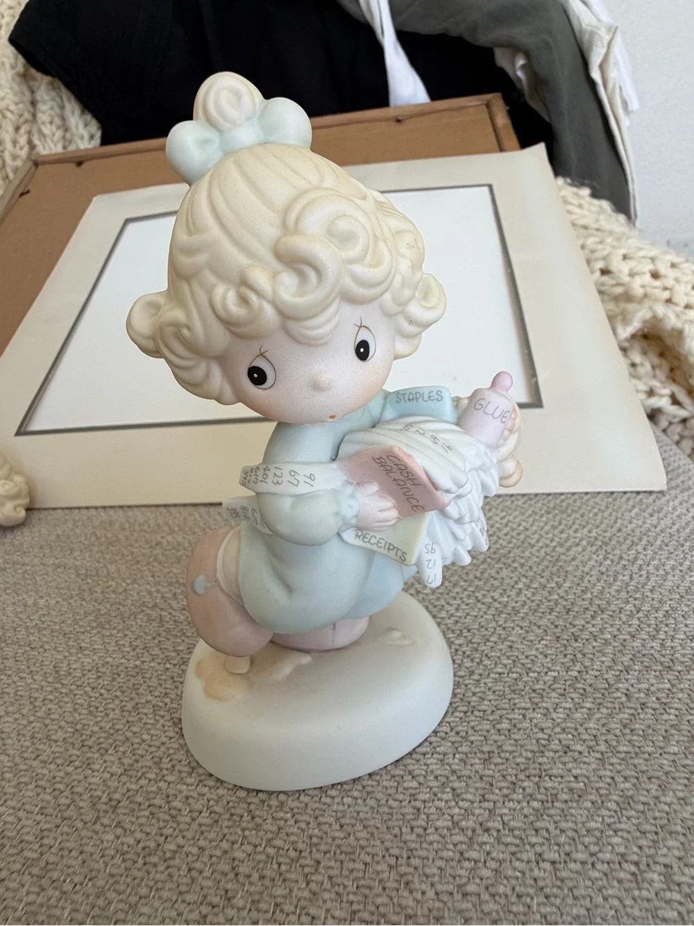 Precious Moments Pastel Pink & Light Blue Little Girl Figurine